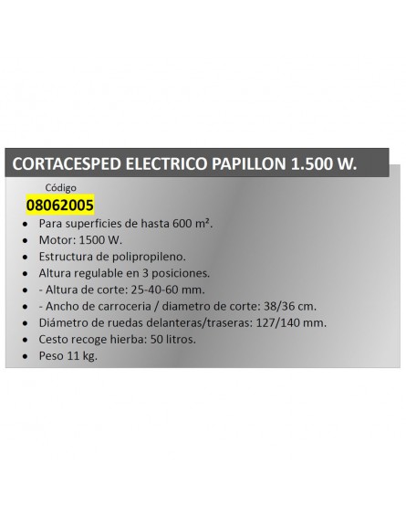 Cortacesped Electrico Papillon 1500 W.