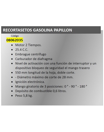 Recortasetos Gasolina  550 mm. / 25 C.C. Giratorio