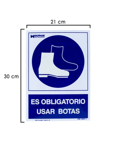 Cartel Obligatorio Uso De Botas 30x21 cm.