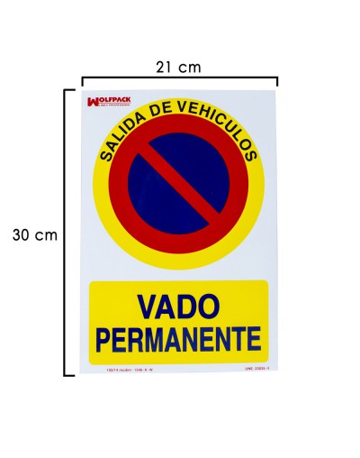 Cartel Vado Permanente 30x21 cm.