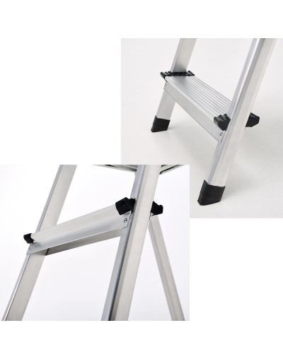 Oryx Escalera Aluminio 3 Peldaños Plegable, Uso doméstico, Antideslizante, Ligera y Resistente