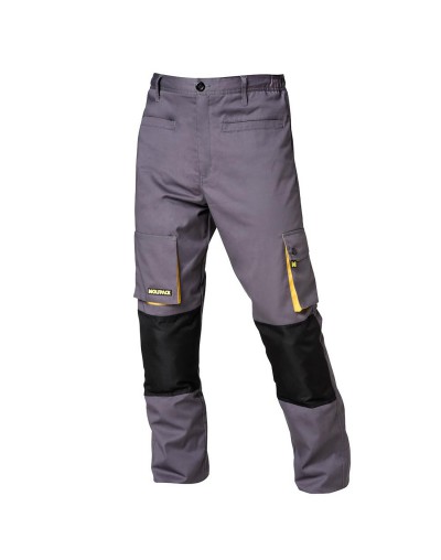 Pantalones Largos DeTrabajo, Multibolsillos, Resistentes, Rodilla Reforzada, Gris/Amarillo Talla 46/48 L