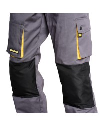 Pantalones Largos DeTrabajo, Multibolsillos, Resistentes, Rodilla Reforzada, Gris/Amarillo Talla 58/60 XXXL