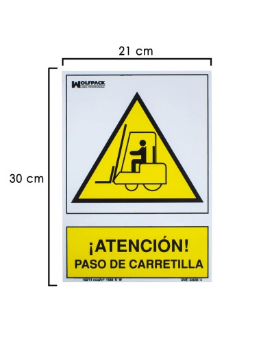Cartel Atencion Paso Carretilla 30x21 cm.
