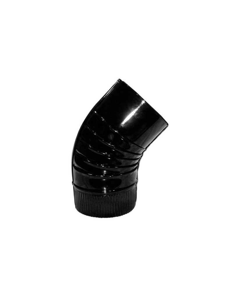 Codo Estufa Color Negro Vitrificado de  150 mm. 45°.