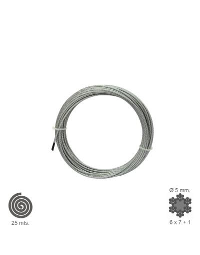 Cable Galvanizado    5 mm. (Rollo 25 Metros) No Elevacion