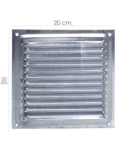 Rejilla Ventilación Atornillar  20x20 cm. Aluminio