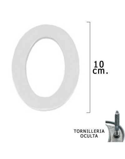 Numero Metal "0" Plateado Mate 10 cm. con Tornilleria Oculta (Blister 1 Pieza)