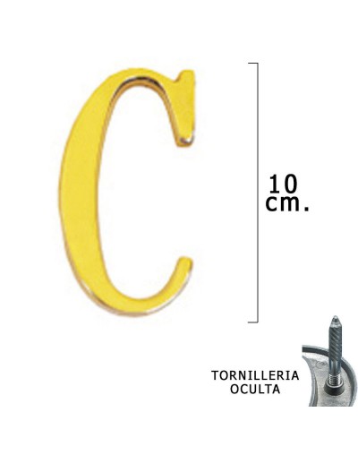 Letra Latón "C" 10 cm. con Tornilleria Oculta (Blister 1 Pieza)