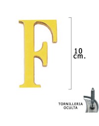 Letra Latón "F" 10 cm. con Tornilleria Oculta (Blister 1 Pieza)