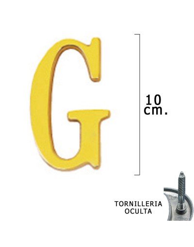 Letra Latón "G" 10 cm. con Tornilleria Oculta (Blister 1 Pieza)