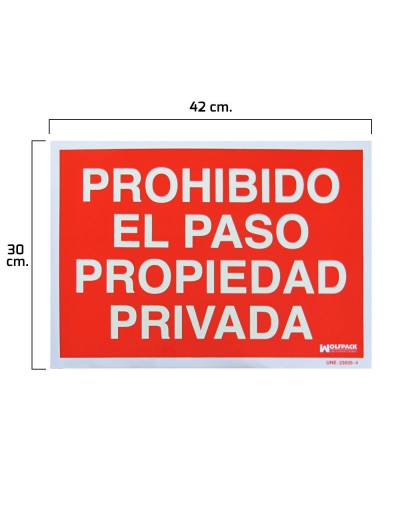 Cartel Prohibido El Paso Propiedad Privada 30x42