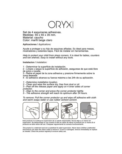 Protector Oryx Esquinas Muebles Caucho(bister.4piezas)