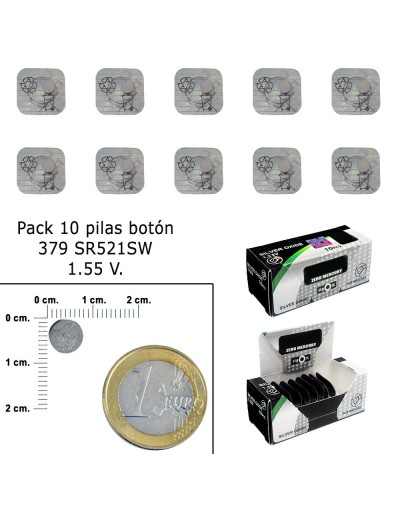 Pila Boton Oxido De Plata 379 / SR521SW (Caja 10 Pilas)
