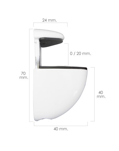 Soporte Pelicano Regulable Para Estante 1 / 20 mm. Blanco  (1 Pieza)