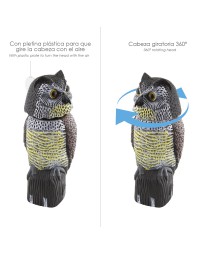 Buho Ahuyentador de Pajaros / Aves Con Cabeza Giratoria 40 cm.