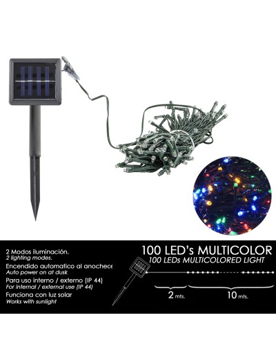 Luces Navidad Solar 100 Leds Multicolor Interior / Exterior (IP44)