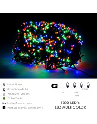 Guirnalda Luces Navidad 1000 Leds Multicolor. Luz Navidad Interiores y Exteriores Ip44