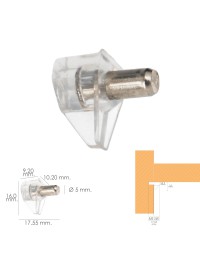 Soporte de Plastico Con Anclaje Metalico 5 Ø mm. Para Estanterias / Estantes (Caja 100 Unidades)