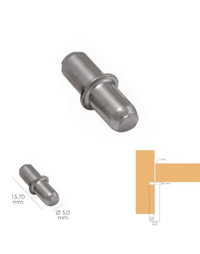 Soporte de Metalico Con Anclaje 5 Ø mm. Para Estanterias / Estantes (Caja 100 Unidades)