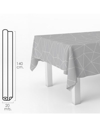 Mantel Hule Rectangular Geometrico Gris. Impermeable Antimanchas PVC 140 cm. x 20...
