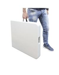 Mesa Plegable Rectangular HDPE Multifuncional, Portatil, Resistente,Multiusos 180x74x74 cm. Color Blanco