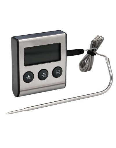 Termometro Digital Cocina Con Sonda Cableada, y Lector Temperatura Con Soporte, Lectura Instantanea, Termometro Horno / Barbaco