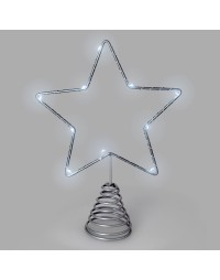 Guirnalda Adorno Luces Navidad Estrella Arbol Navidad Luz Blanco Frio. 10 Leds. Uso Interno Protección IP20. 2 Baterias AA