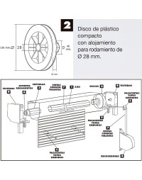Disco Plastico Compacto Para Persianas. Rodamieto 120x40 mm. Para cintas hasta 20 mm.
