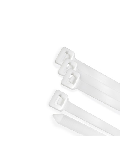 Brida Nylon 100%. Color Blanco / Natural 2,5 x135 mm. 100 Piezas. Abrazadera Plastico, Organizador Cables, Alta Resistencia