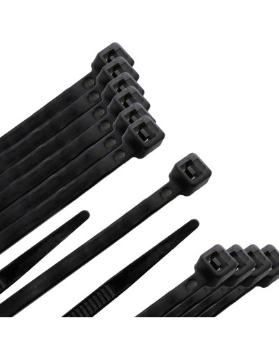 Brida Nylon 100%. Color Negro 3,5 x 200 mm. Bolsa 100 unidades. Abrazadera Plastico, Organizador Cables, Alta Resistencia