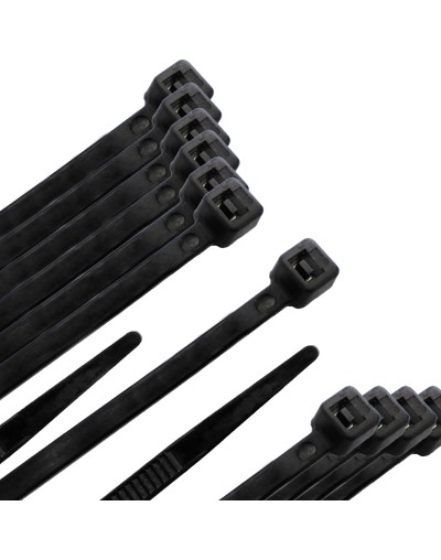Brida Nylon 100%. Color Negro 4,5 x 280 mm. Bolsa 100 unidades. Abrazadera Plastico, Organizador Cables, Alta Resistencia