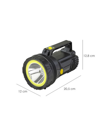 Linterna LED de Mano Multifunción Con Asa, Bateria Litio Recargable (4.000 mAh) 400 Lumenes. 2 Modos de Iluminación