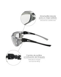 Gafas de Seguridad Acolchadas Cristales Transparentes Con Patillas o Goma Elastica.  Patillas Engomadas EN/166