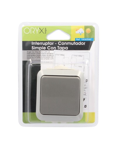 Interruptor / Conmutador Oryx Simple con tapa gris