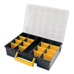 Maletin Organizador Plastico 17 Compartimentos Con Separadores Ajustables 360x252x64 mm.